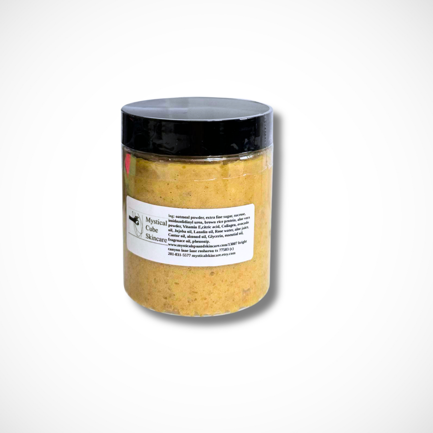 A jar of oatmeal anti-aging scrub with natural exfoliating and moisturizing properties, ideal for smoother, brighter, and youthful-looking skin.